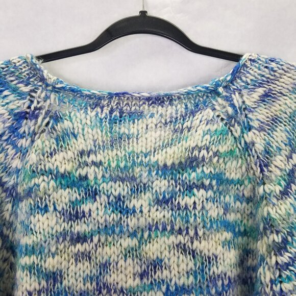 Anthropologie SLEEPING ON SNOW Cardigan Women's L Chunky Wool Blue Marled Button - Picture 7 of 15